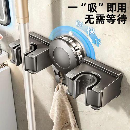 浴室門后收納神器 吸盤拖把壁掛夾，免打孔輕松打造整潔空間